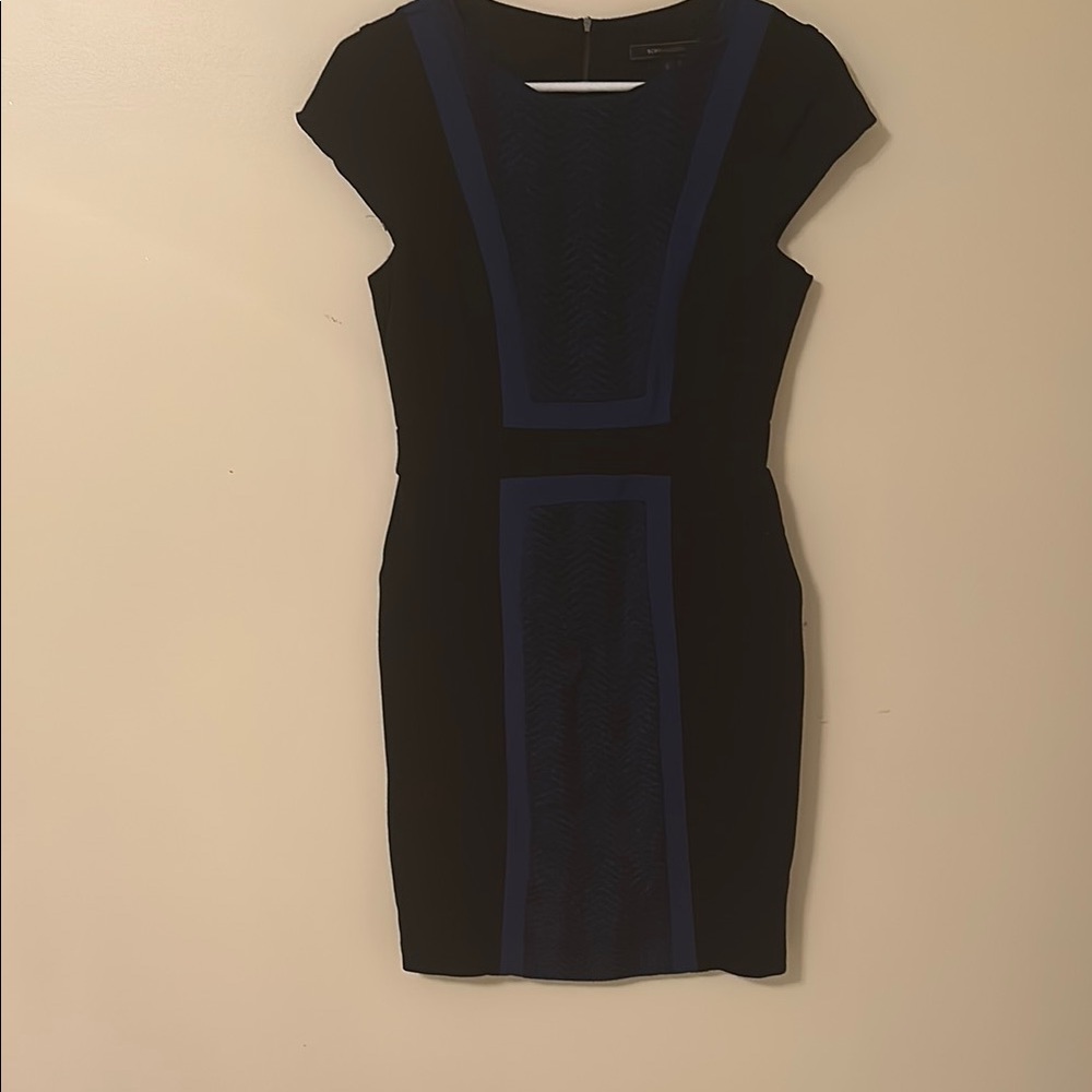 BCBGMaxAzria Black and Blue Sheath Dress